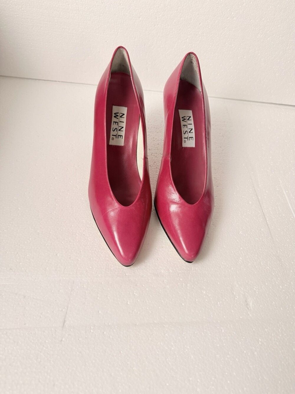 Vintage Nine West Angela Pink Magenta Leather Pointed Toe Pump Heel Sz 8 Brazil